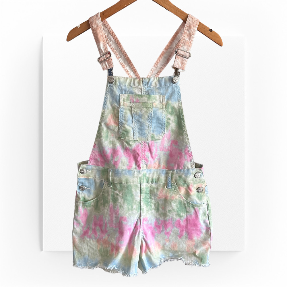 Jordache Tie Dye Girl's Denim Shortalls Size XL 14/16